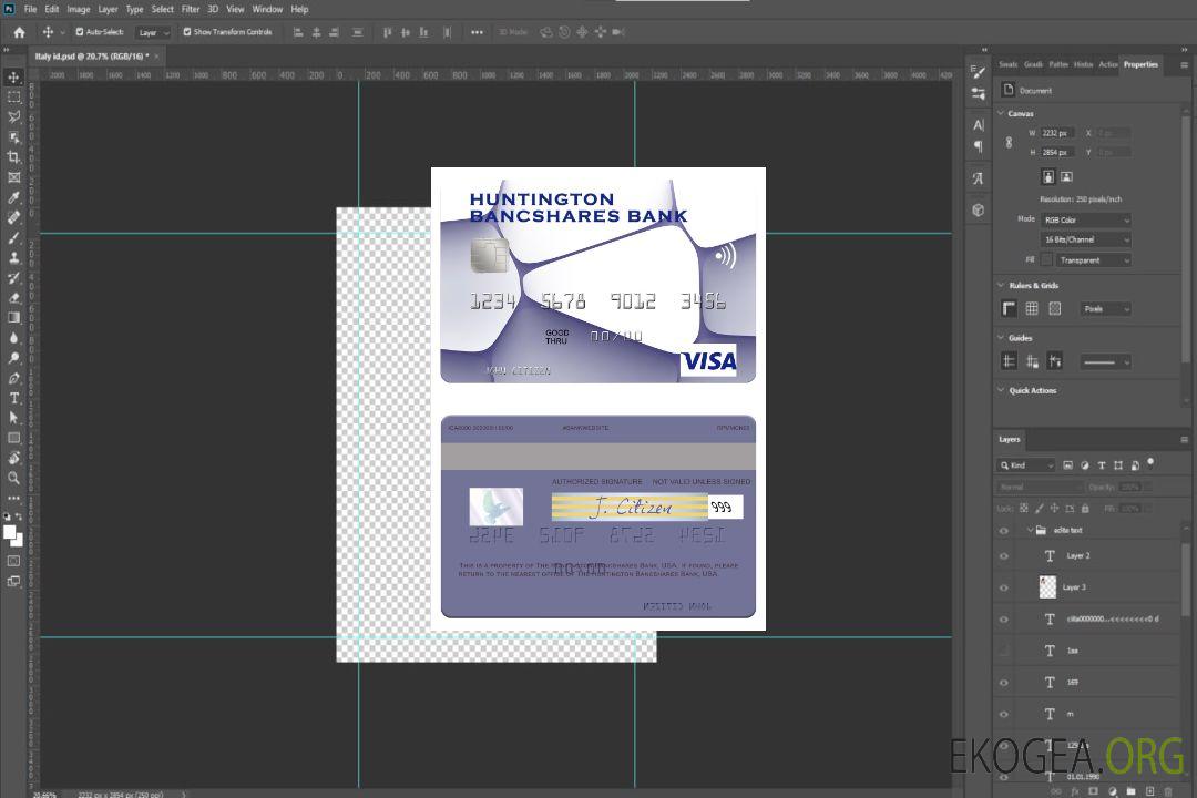 Carte visa USA Huntington Bancshares Bank template
